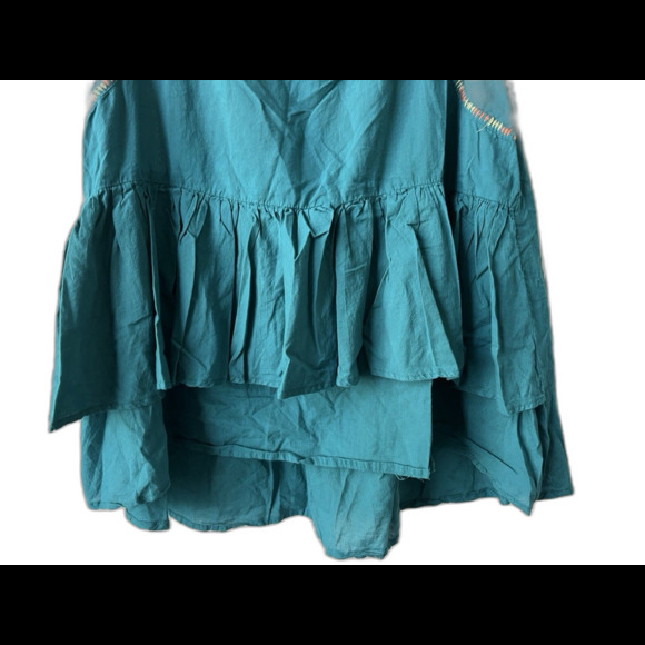 World Market Tiered Teal Sleeveless Women’s Top Embroidered Peplum Boho Sz S/M - Picture 4 of 8